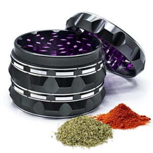 grinder, 2.5 inch spice grinder, aluminium alloy manual grinder (black+purple)