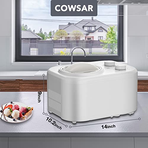 COWSAR Fully Automatic Ice Cream Maker with Built-in Compressor,Fruit Yogurt Machine Pre-freezing is No Needed,Removable Ice Cream Bowl, Easy Clean (CH-IC3910-2)