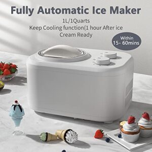 COWSAR Fully Automatic Ice Cream Maker with Built-in Compressor,Fruit Yogurt Machine Pre-freezing is No Needed,Removable Ice Cream Bowl, Easy Clean (CH-IC3910-2)