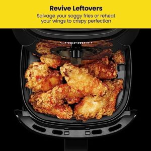 Chefman TurboFry 2-Quart Air Fryer, Dishwasher Safe Basket & Tray, Use Little to No Oil For Healthy Food, 60 Minute Timer, Fry Healthier Meals Fast, Heat And Power Indicator Light, Temp Control, Black