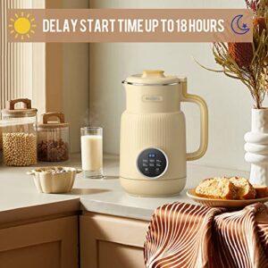 Arcmira Automatic Nut Milk Maker, 20 oz Homemade Almond, Oat, Soy, Plant-Based Milk and Dairy Free Beverages, Almond Milk Maker with Delay Start/Keep Warm/Boil Water, Soy Milk Maker with Nut Milk Bag,Yellow