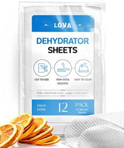 dehydrator sheets (12 pack silicone), jerky, fruit, and more! dehydrator accessories for cosori dehydrator, excalibur, magic mill dehydrator - fine mesh dehydrator trays