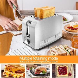 Runnatal 2 Slice Slot Toaster, Stainless Steel, Extra-Wide Slot Toaster with 7 Shade Settings, Silver Metallic