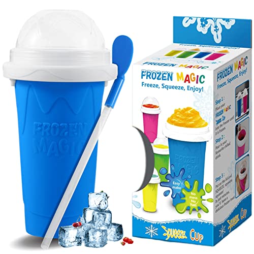 Slushie Maker Cup, Magic Quick Frozen Smoothies Cup Double Layer Squeeze Cup Homemade Milk Shake Ice Cream Maker Cooling Cup DIY for Family