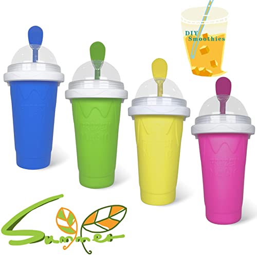 Slushie Maker Cup, Magic Quick Frozen Smoothies Cup Double Layer Squeeze Cup Homemade Milk Shake Ice Cream Maker Cooling Cup DIY for Family