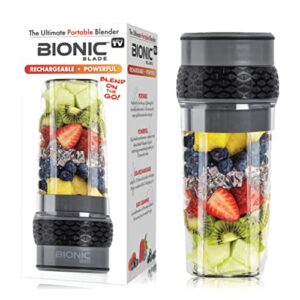 bionic blade personal blender 490ml, cordless, rechargeable 18,000 rpm portable blender for shakes and smoothies mini blender portable 8.6" tall, seen on tv (gunmetal)