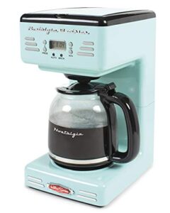nostalgia retro 12-cup programmable coffee maker with led display, automatic shut-off & keep warm, pause-and-serve function, aqua