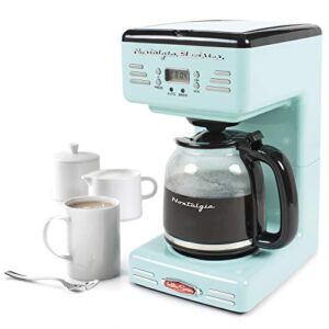 Nostalgia Retro 12-Cup Programmable Coffee Maker With LED Display, Automatic Shut-Off & Keep Warm, Pause-And-Serve Function, Aqua