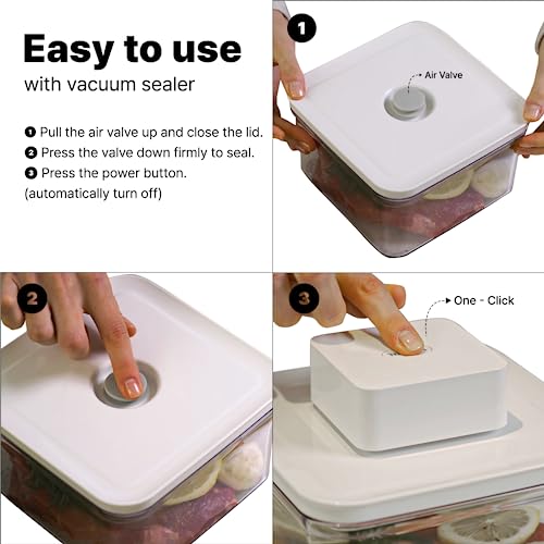 VAKUEN Premium Airtight Food Storage Containers & Vacuum Sealer Machine Starter Set, 4-piece Container with Sealer, BPA Free, 100% Leak Proof,Keep food fresh up to 5 times longer than non-vacuum storage.
