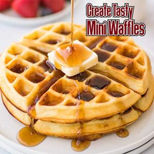 Burgess Brothers Mini Waffle Maker | Portable Electric Non-Stick Waffle Iron | Belgian Waffle Maker Makes 4 Inch Waffles | Includes Bamboo Sporks