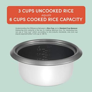 Elite Gourmet ERC-006NST# Electric Rice Cooker with Non Stick Inner Pot Makes Soups, Stews, Grains, Cereals, Keep Warm Feature, 6 Cups, White