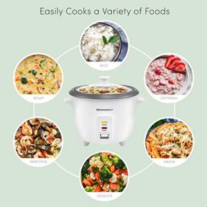 Elite Gourmet ERC-006NST# Electric Rice Cooker with Non Stick Inner Pot Makes Soups, Stews, Grains, Cereals, Keep Warm Feature, 6 Cups, White