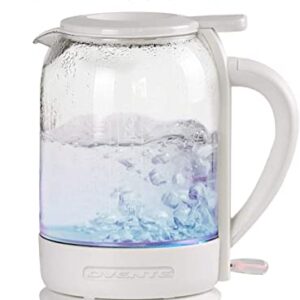 OVENTE Electric Glass Kettle 1.5 Liter 1500W Instant Hot Water Boiler Heater with ProntoFill Tech, Boil-Dry Protection, Automatic Shut Off, Fast Boiling for Tea & Coffee, White KG516W