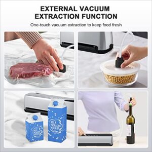 Fully Automatic Vacuum Sealer Machine, Hands-Free Operation, 5 Functions, Suitable for Vacuum Sealing Dry and Wet Foods, LED Indicator, Compact Design, Includes 15 Vacuum Bags