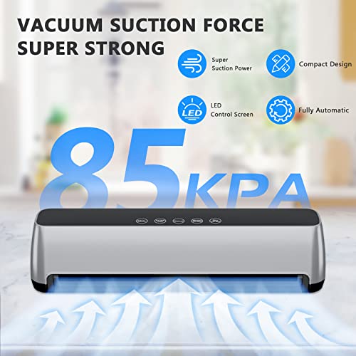 Fully Automatic Vacuum Sealer Machine, Hands-Free Operation, 5 Functions, Suitable for Vacuum Sealing Dry and Wet Foods, LED Indicator, Compact Design, Includes 15 Vacuum Bags