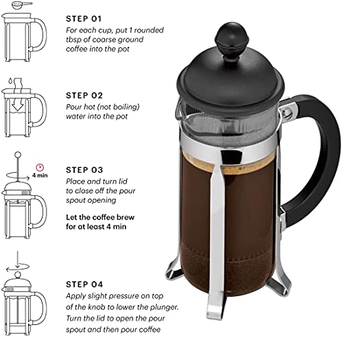 Bodum Java French Press Coffee Maker, 34 Ounce, 1 Liter, (8 Cup), Black