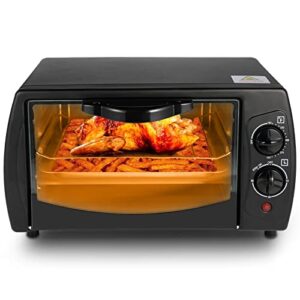 simple deluxe countertop toaster, oven & pizza maker, toaster oven, exquisite 4-slice capacity, 9 l, black/matte stainless (hioven9l15x11b)