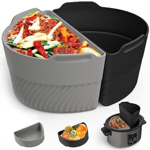 slow cooker liners，cook two things at once and easy clean，crock pot divider，suitable for 6-8qt crock，silicone crock pot liners oval (2)