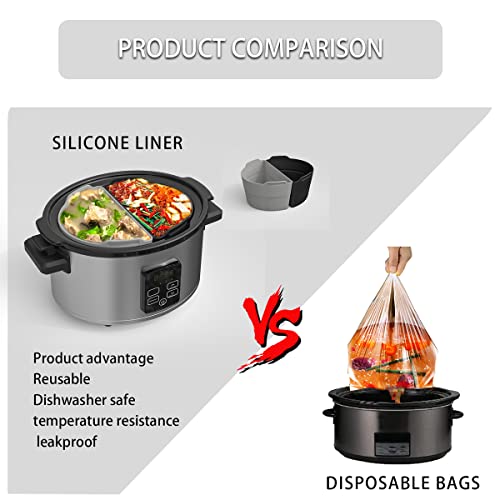 Slow Cooker Liners，Cook Two Things at Once and Easy Clean，Crock Pot Divider，Suitable for 6-8QT Crock，Silicone Crock Pot Liners Oval (2)