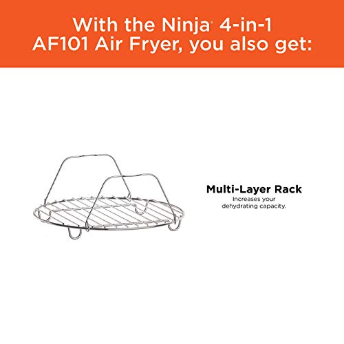Ninja Air Fryer, 1550-Watt Programmable Base for Air Frying, Roasting, Reheating & Dehydrating with 4-Quart Ceramic Coated Basket (AF101), Black/Gray (Renewed)