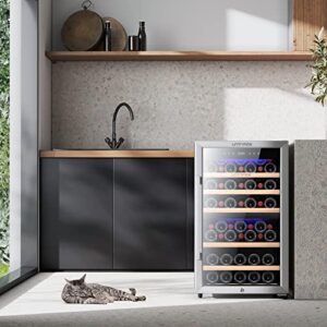 UNTOMAX 52 Bottles Wine Fridge Dual Zone,Wine Cooler Refrigerator Freestanding w/Lock,41F-68F Digital Temperature Control Compressor Wine Cellar, Fast Cooling Low Noise No Fog,Stainless Steel,20 Inch