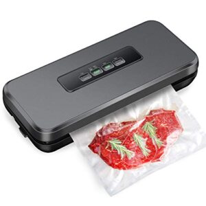 neeyer vacuum sealer machine with built-in cutter, automatic food sealer, dry moist food modes, easy to clean, led indicator lights black