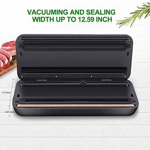 Neeyer Vacuum Sealer Machine with Built-in Cutter, Automatic Food Sealer, Dry Moist Food Modes, Easy to Clean, Led Indicator Lights Black
