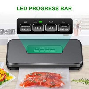 Neeyer Vacuum Sealer Machine with Built-in Cutter, Automatic Food Sealer, Dry Moist Food Modes, Easy to Clean, Led Indicator Lights Black