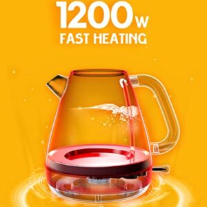 Hazel Quinn Retro Electric Kettle - 1.7 Liters / 57.5 Ounces Tea Kettle with Thermometer, All Stainless Steel, Fast Boiling 1200W, BPA-free, Cordless, Rotational Base, Automatic Shut Off - Pearl White