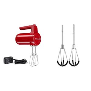 kitchenaid cordless 7 speed hand mixer - khmb732 & khmfeb2 flex edge beater accessory for hand mixer, one size, stainless steel