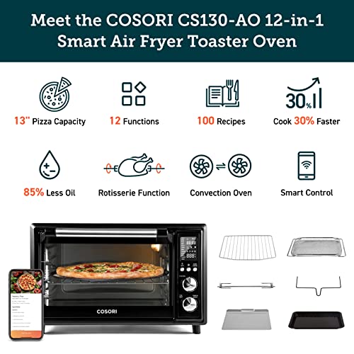 Cosori Air Fryer Toaster Oven Combo Smart 12-in-1 Countertop Dehydrator & Chicago Metallic 8044 Non-Stick Toaster Oven Set, 4-Piece