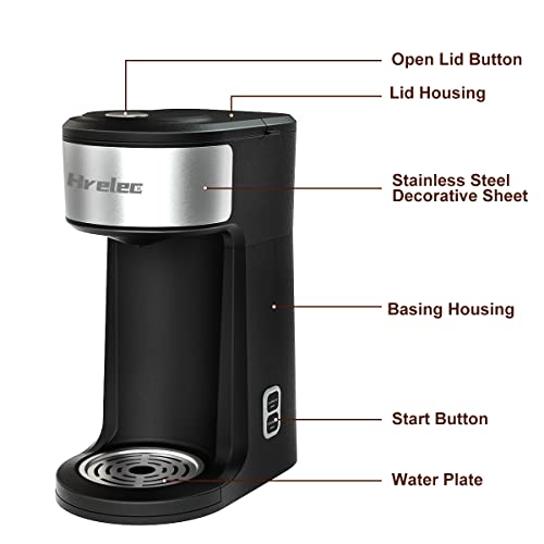 2-Way Single Serve Coffee Maker Brewer for Capsule and Ground Coffee, Mini Coffee Machine with Self-Cleaning Function and 8-14 oz Brew Size