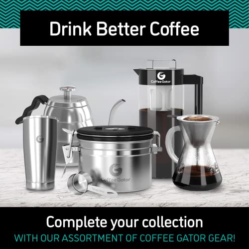 Coffee Gator Pour Over Coffee Maker - 14 oz Paperless, Portable, Drip Coffee Brewer Pour Over Set w/Glass Carafe & Stainless-Steel Mesh Filter, 400ml Clear