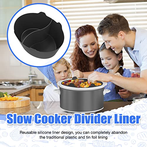 Esycooying Silicone Slow Cooker Divider Liners, Reusable/Easy Clean/BPA Free/Leakproof/Silicone Slow Cooker Divider, Dishwasher Safe Divider Liner for Most 6 Quart Slow Cooker