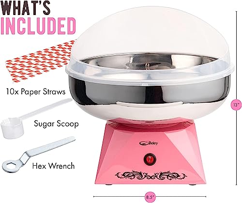 The Candery Cotton Candy Machine with Stainless Steel Bowl 2.0 and Floss Bundle- Flossing Sugar Floss, Sugar-Free Candy for Birthday Parties Fairs, Festivals- Includes 5 Floss Sugar Flavors 12oz Jars and 50 Paper Cones & Scooper