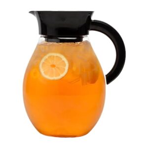 primula the big iced tea maker and infuser, plastic beverage pitcher with leak proof, airtight lid, fine mesh reusable filter, made without bpa, dishwasher safe, black