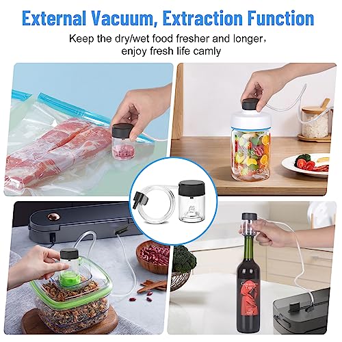 Electric Mason Jar Vacuum Sealer Kit, Jar Vacuum Sealer for Mason Jars Fits Wide & Regular Mouth, Handheld Sealer Attachment and Hose Compatible with FoodSaver Vacuum Canning Sealer Machine for Food Storage