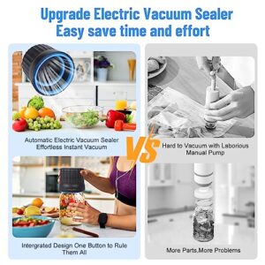 Electric Mason Jar Vacuum Sealer Kit, Jar Vacuum Sealer for Mason Jars Fits Wide & Regular Mouth, Handheld Sealer Attachment and Hose Compatible with FoodSaver Vacuum Canning Sealer Machine for Food Storage