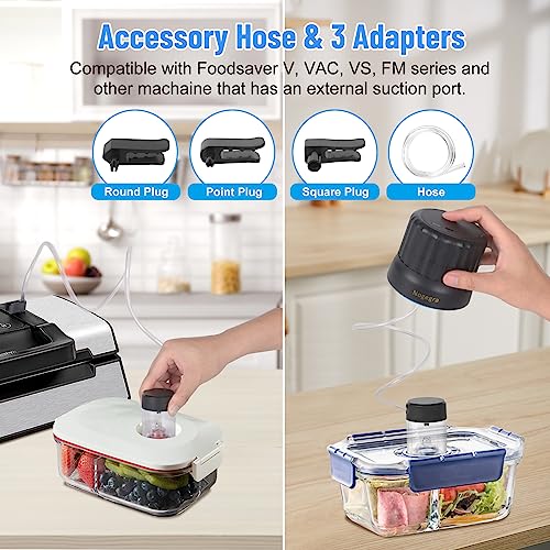 Electric Mason Jar Vacuum Sealer Kit, Jar Vacuum Sealer for Mason Jars Fits Wide & Regular Mouth, Handheld Sealer Attachment and Hose Compatible with FoodSaver Vacuum Canning Sealer Machine for Food Storage