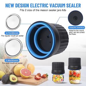 Electric Mason Jar Vacuum Sealer Kit, Jar Vacuum Sealer for Mason Jars Fits Wide & Regular Mouth, Handheld Sealer Attachment and Hose Compatible with FoodSaver Vacuum Canning Sealer Machine for Food Storage