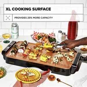 CRUX XL Electric Griddle TI with Nonstick Ceramic Coating, Cool-Touch Handles, and Slide-Out Drip Tray - Indoor Grill for Breakfast, Eggs, Pancakes, and Burgers