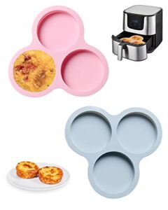 forinces 2 pcs air fryer silicone egg molds for egg bites, muffin top, breakfast sandwiches, hamburger buns, non-stick air fryer baking pan air fryer accessories