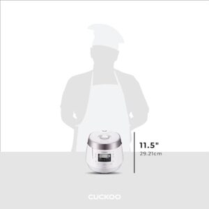 Cuckoo CRP-P1009SW 10 Cup Electric Heating Pressure Cooker & Warmer – 12 Built-in Programs, Glutinous (White), Mixed, Brown, GABA Rice, [1.8 liters]