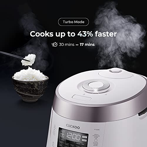 Cuckoo CRP-P1009SW 10 Cup Electric Heating Pressure Cooker & Warmer – 12 Built-in Programs, Glutinous (White), Mixed, Brown, GABA Rice, [1.8 liters]