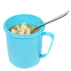 Home-X Mug Warmer, Desktop Heated Coffee & Tea - Candle & Wax Warmer (Black) and Microwave Soup Mug with Secure Snap Close Vented Lid, 22 Ounce, Blue