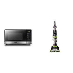black+decker microwave oven with turntable push-button door,child safety lock,1000w,1.1cu.ft,stainless steel, 1.1 cu.ft & bissell cleanview swivel pet upright bagless vacuum cleaner, green, 2252