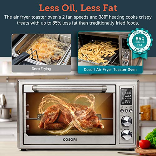 COSORI 12-in-1 Air Fryer Toaster Oven Convection Roaster with Rotisserie & Dehydrator, 30L, Silver & Electric Kettle Glass Boiler Hot Water & Tea Heater with LED Indicator Light, 1.7L, Black