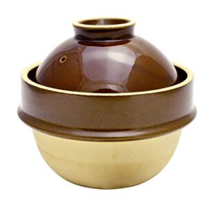 tsukamoto km-1 mashiko ware rice earthenware pot, 1 go, brown, 5.5 inches (14 cm), brown