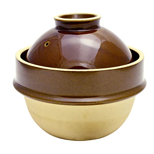 Tsukamoto KM-1 Mashiko Ware Rice Earthenware Pot, 1 Go, Brown, 5.5 inches (14 cm), Brown