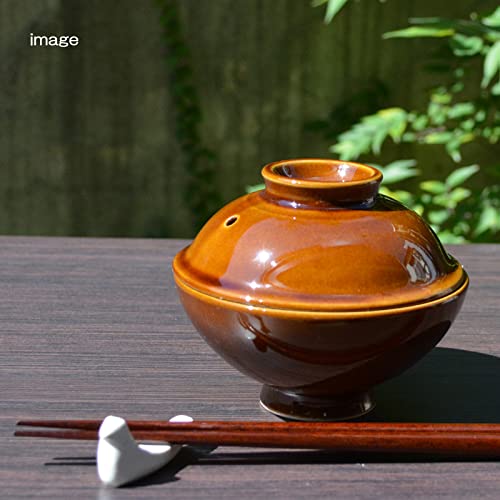Tsukamoto KM-1 Mashiko Ware Rice Earthenware Pot, 1 Go, Brown, 5.5 inches (14 cm), Brown